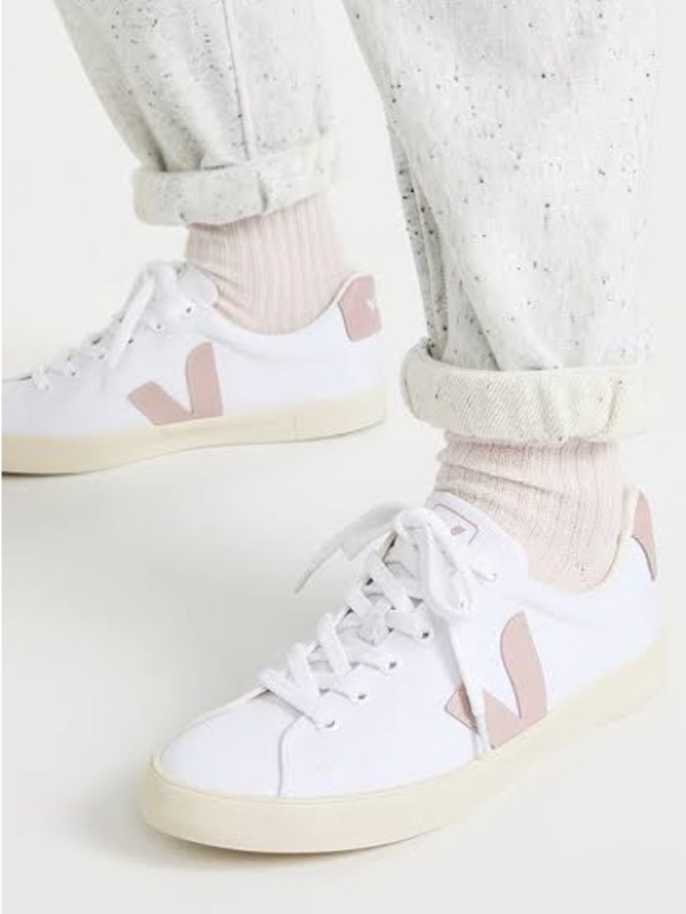 VEJA | Esplar SE Canvas Sneakers | White/Babe | Size 39 EU / 8.5 US